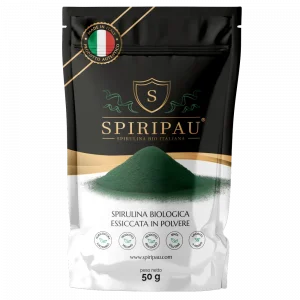 Spiripau Spirulina Bio - Doypack contenente 50g di polvere di Spirulina biologica pura [fronte]